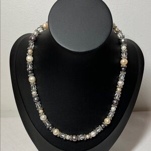 Handmade Pearl and Crystal Necklace. From high end craft sale. Extender